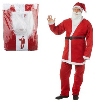 Weihnachtsmann Kostüm 5 tlg., Jacke/Hose/Gürtel/Mütze/Bart, Einheitsgröße